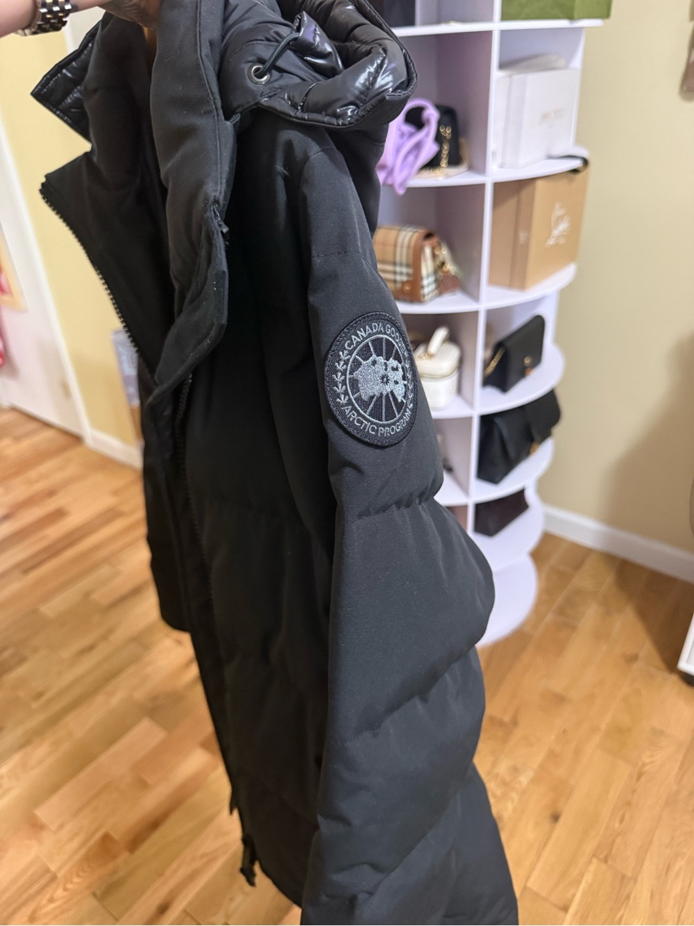 Canada Goose Black Long Puffer Coat with Hood